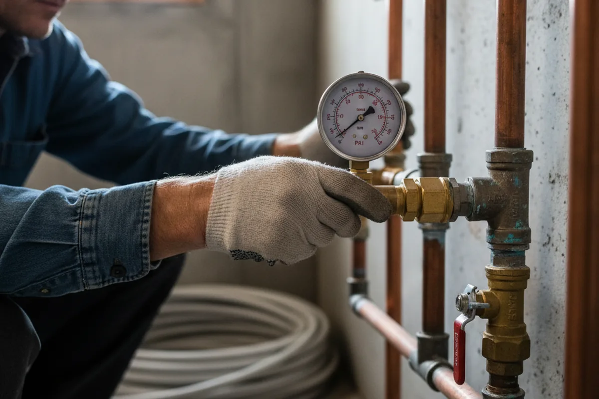 Pressure testing a repaired line during Water Line Repair in Shandaken
